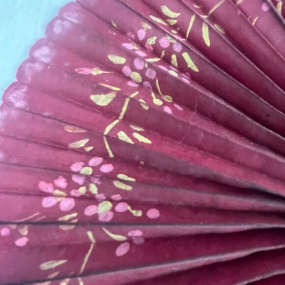 Victorian Mourning Fan Fans Lot of 3 colorful Black Red Gothic handheld - Picture 7 of 16